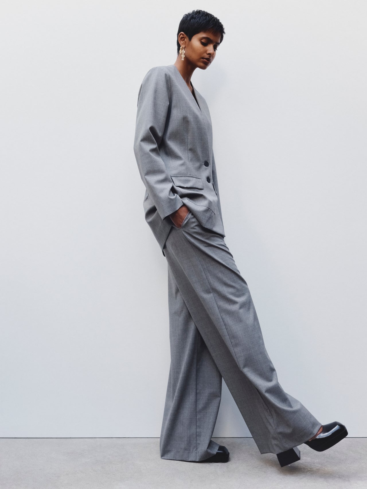 MATIN Summer Wool Tailored Pant Grey
