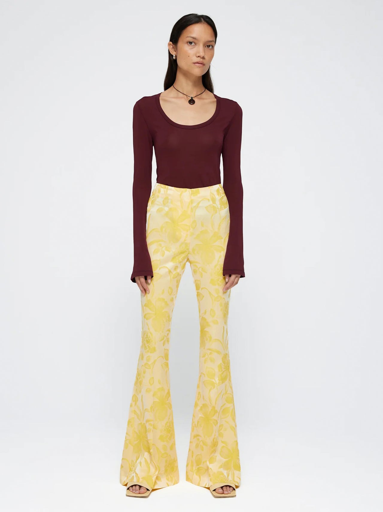 RÓHE Flared Floral Jacquard Trousers