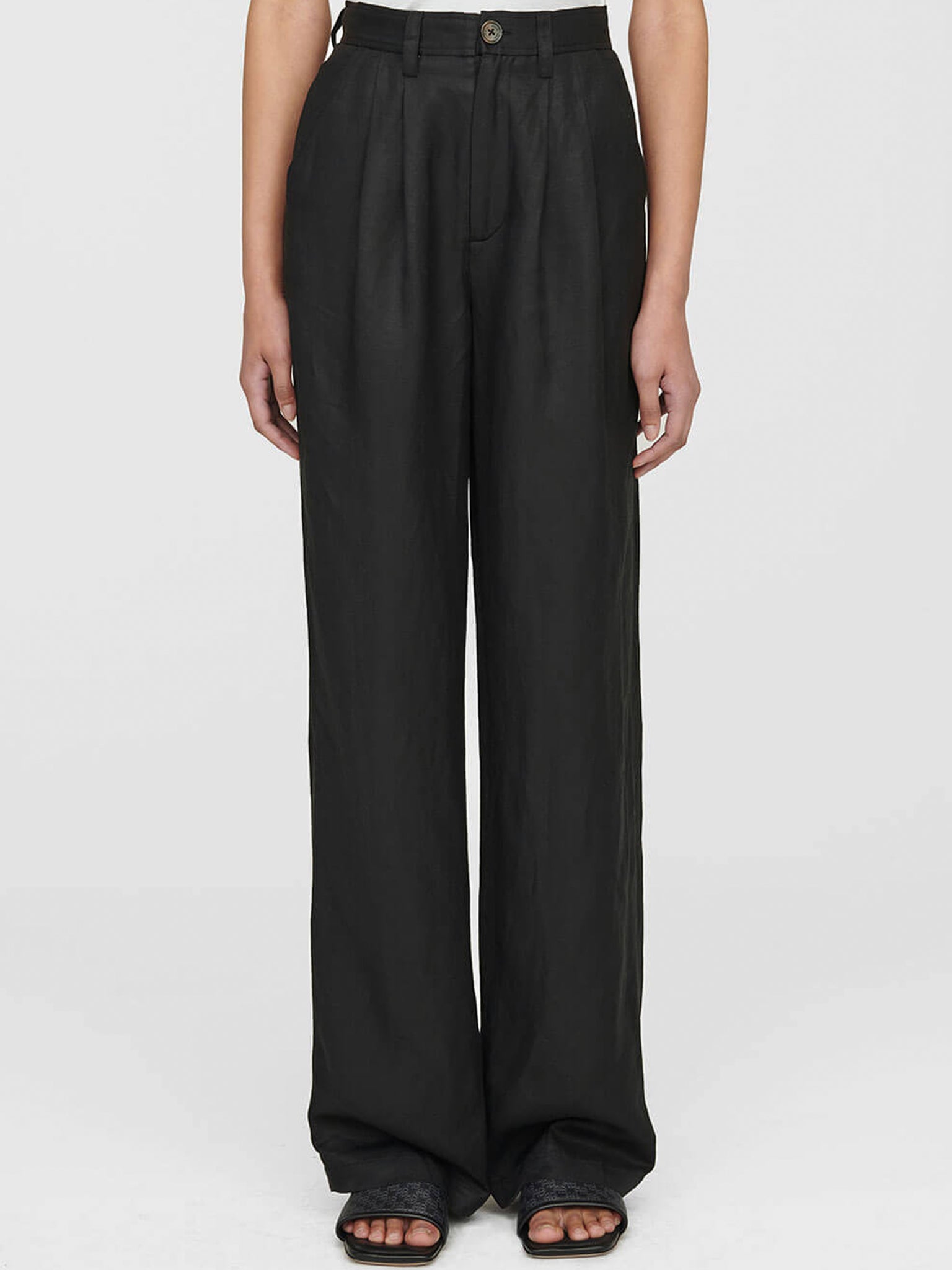 Anine Bing Carrie Pant Black Linen Blend