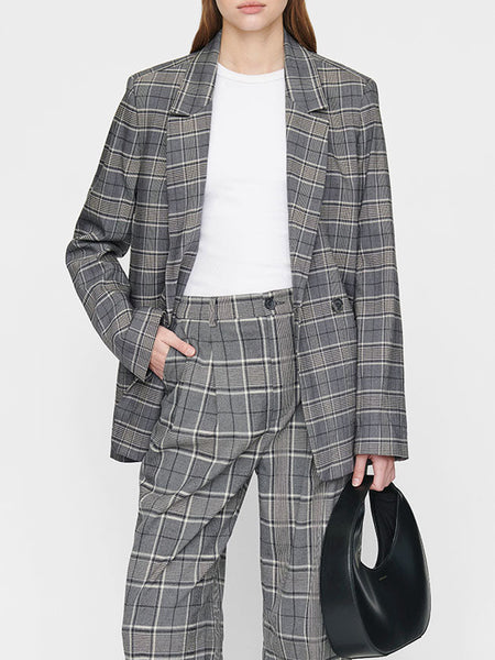 Anine Bing Madeline Blazer Grey Plaid