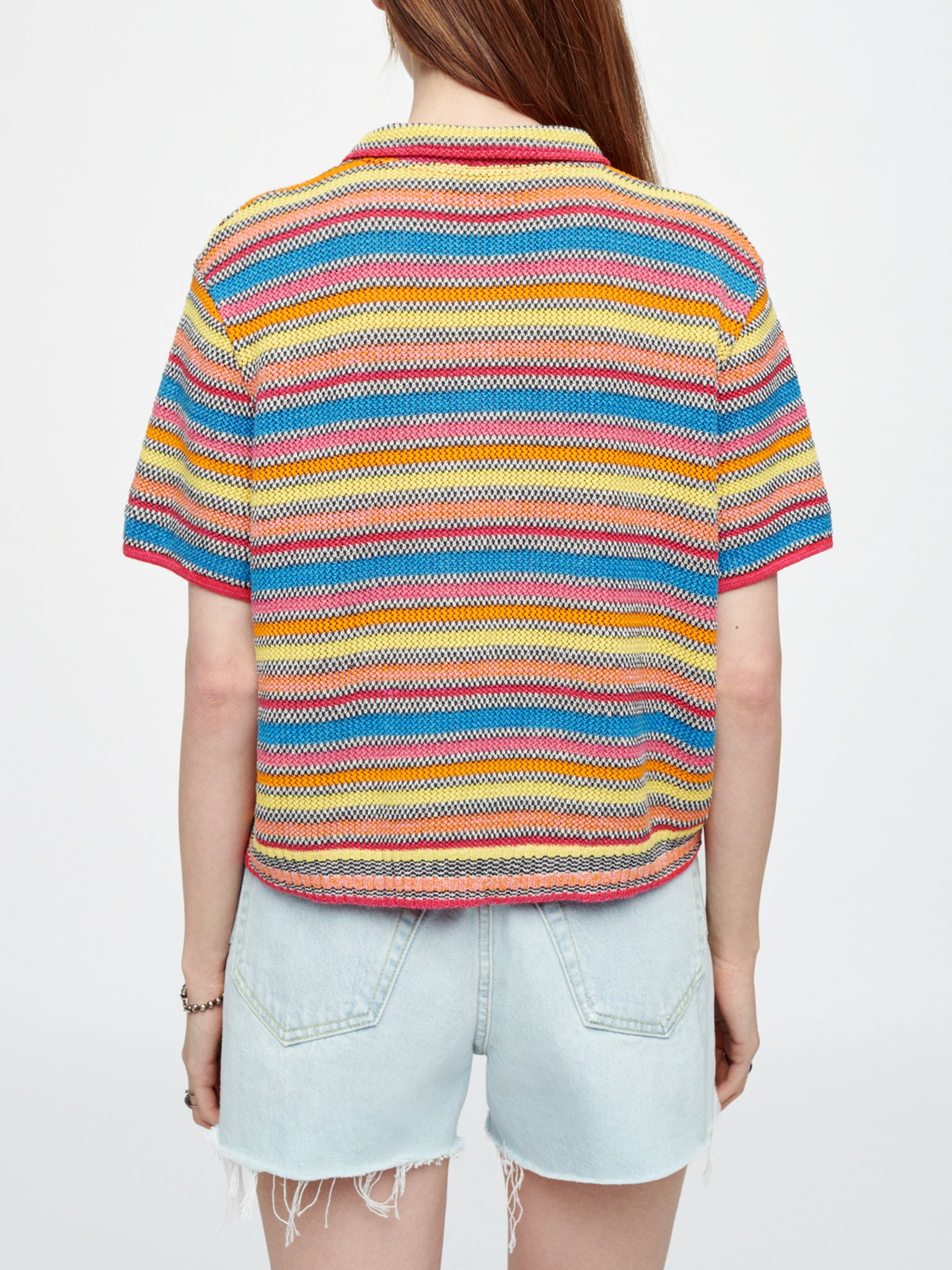 the-lair-Re/Done-Short-Sleeve-Polo-Cardigan-Multi-Stripe